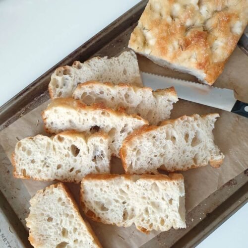 Foccacia Classic - half slices on sheet by BREADISTA