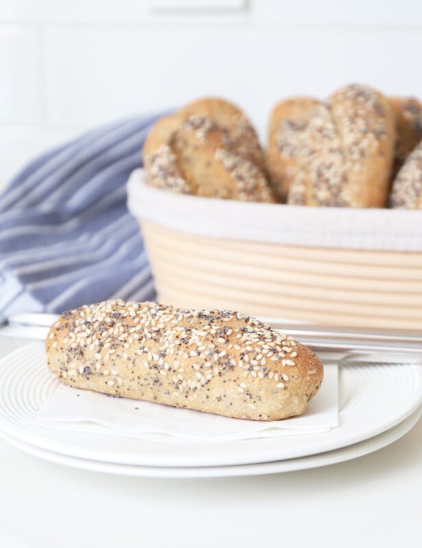 German Brotchen - one on white plate others in bread basket - BREADISTA