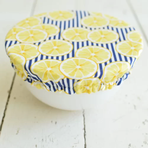 Picture by Wild Clementine Bowl Cover - Lemon Stripes