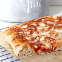 Close-up - Homemade Pizza crust edge made with BREADISTA bread mix Wurzelbrot and Almweck