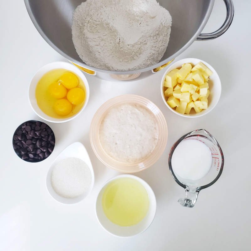 ingredients for a Homemade Italian Easter Bread by BREADISTA - birdview