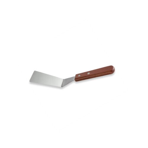 Offset Turner, pizza server or pancake flipper - medium size, stainless steel , wooden handle, beveled edge