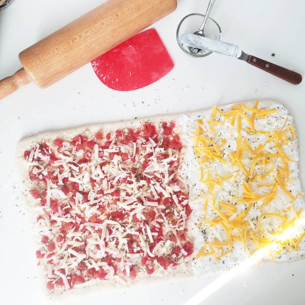 rolled out dough partially prepared as read pizza - other side for pizza blanco - BREADISTA
