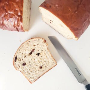 birdview - slice of Cinnamon Raisin Loaf, crumbshot by BREADISTA