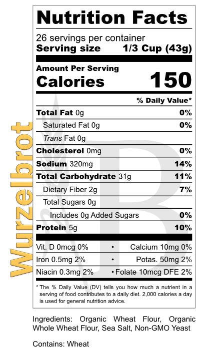 Nutrition Label - BREADISTA's Wurzelbrot bread mix