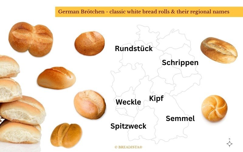 German Brötchen - Map of Germany showing names for white brotchen - by BREADISTA