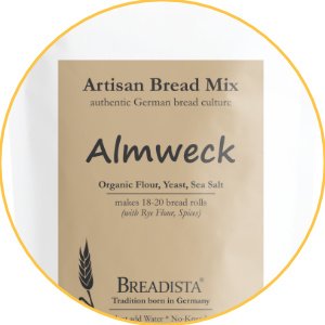 Almweck bread rolls mix label