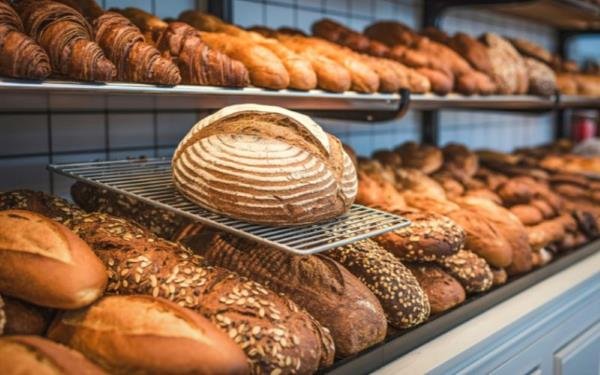 Bread Shelf with variations of loaves - one sitting on a single outlayer shelf space